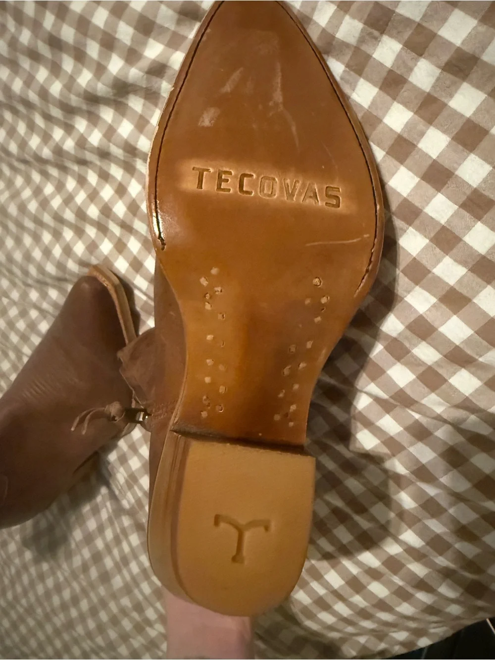 Tecovas Tan Leather Pointed Toe Ankle Booties